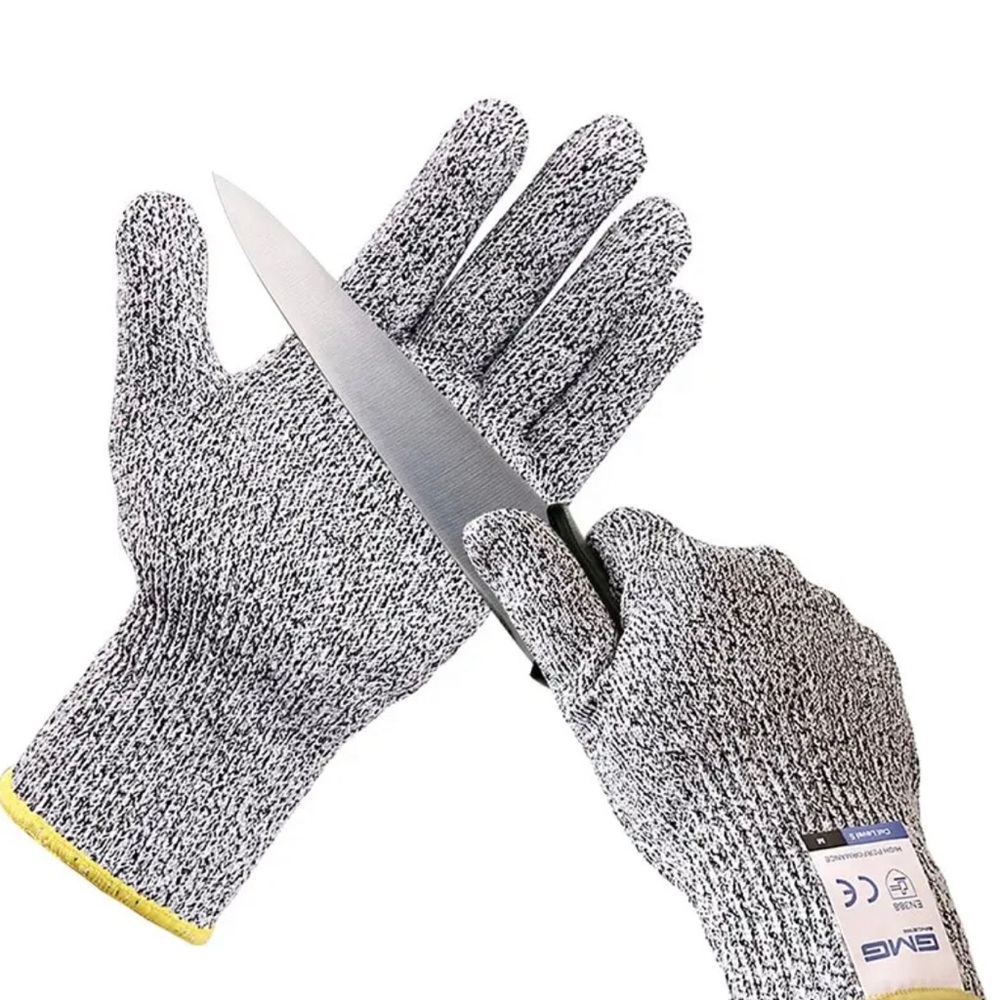 New Gray Knit Kitchen Cutting Gloves Food Prep Carving Gardening Protective